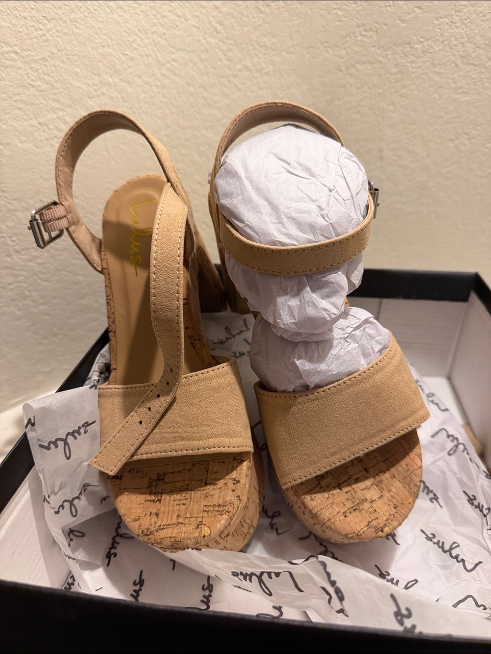 Lulu's Tan Cork Platform Sandals